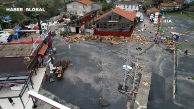 Dev dalgaların vurduğu Sarıyer Garipçe'nin son hali havadan görüntülendi!