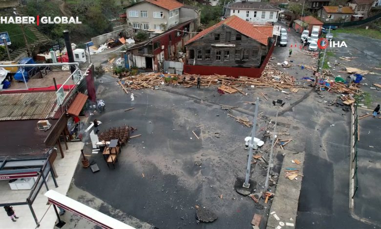 Dev dalgaların vurduğu Sarıyer Garipçe'nin son hali havadan görüntülendi!