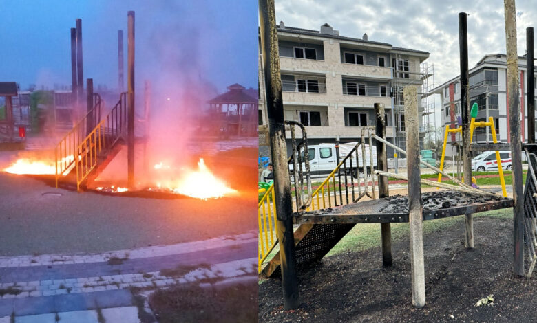 Bolu'da belediye tarafından yaptırılan park ateşe verildi