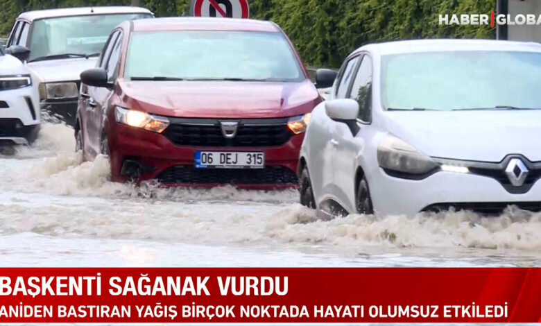 Ankara'ya 10 dakikalık yağmur yetti: Bazı cadde ve sokaklar göle döndü