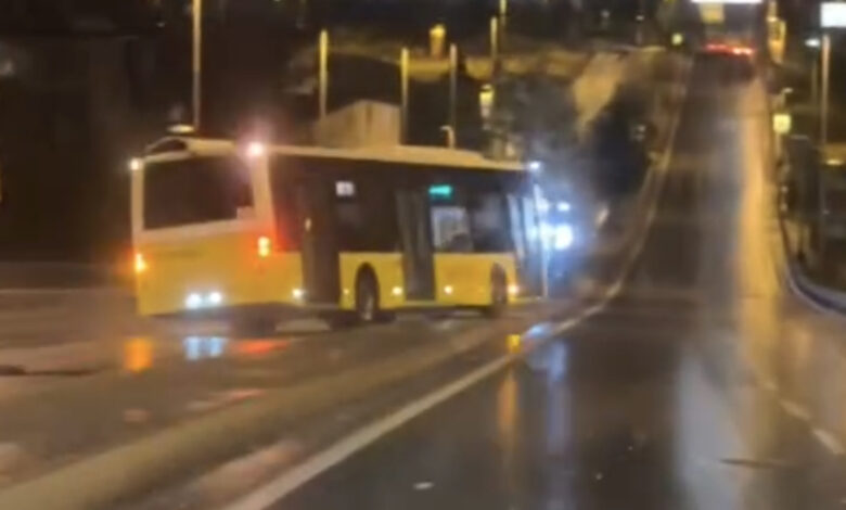 Maltepe'de İETT otobüsü yolun karşı tarafına geçti! O anlar kamerada 