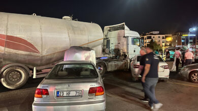 Elazığ'da tankerle iki araç çarpıştı: İki yaralı 