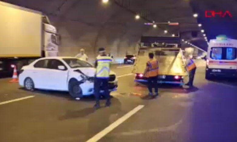 Kuzey Marmara Otoyolu'ndaki tünelde 3 araç birbirine girdi