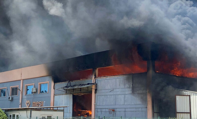 Manisa'da plastik fabrikasında yangın çıktı