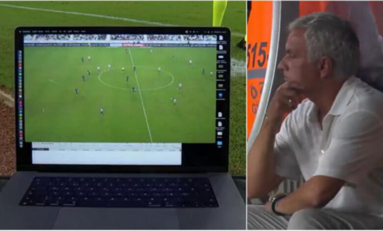 Mourinho kameranın önüne laptop koyup hakemin hatasını tüm dünyaya gösterdi, gururu kırılan hakem sarı kart gösterdi