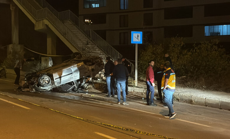 Bayburt'ta ters dönen aracın sürücüsü öldü